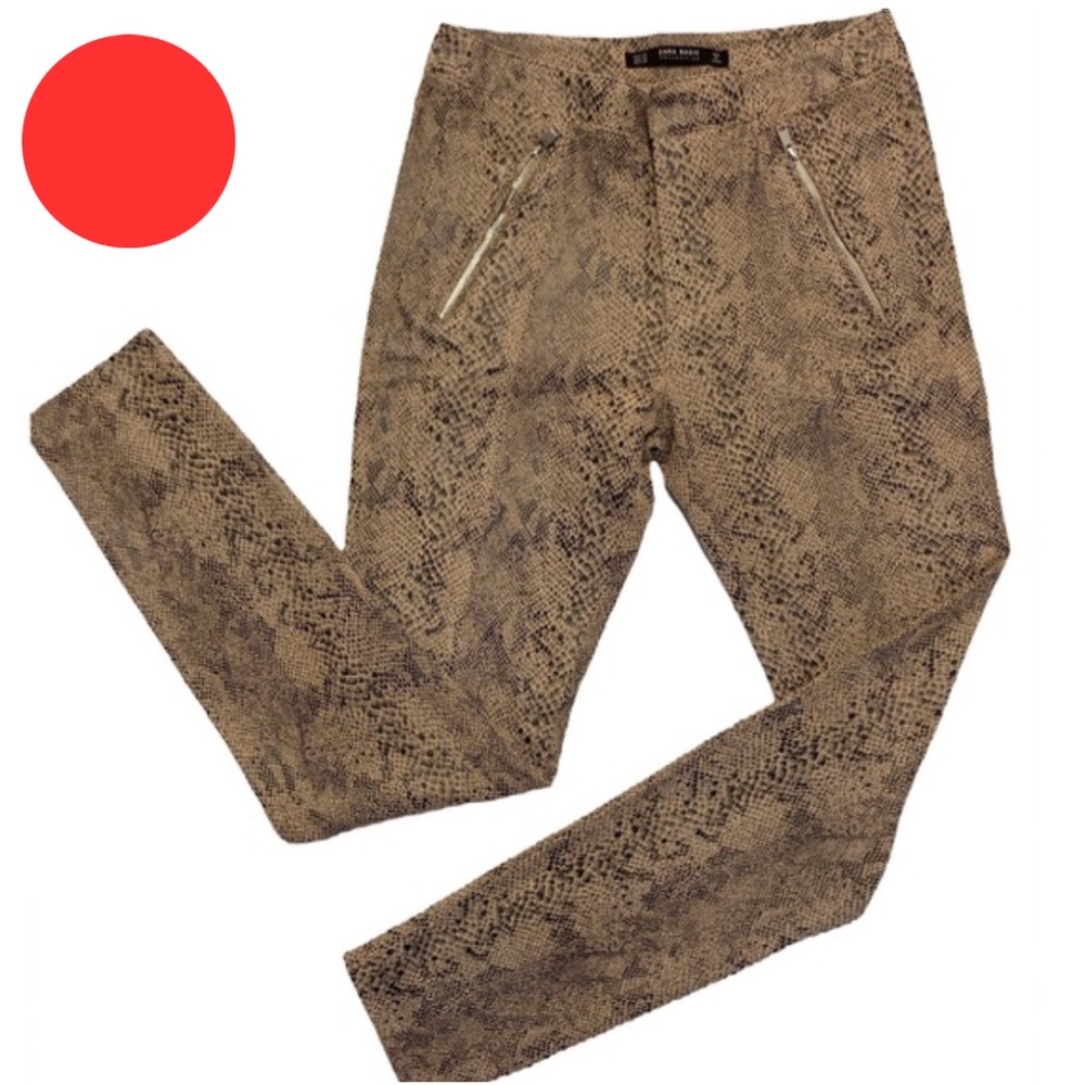 🔴 FINAL PRICE 🔴 ZARA Basics Animal Print Zipper Pocket Pants Size XS